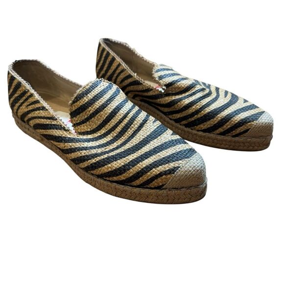 Stuart Weitzman Zebra Print Striped Raffia Espadrilles Flats - Picture 10 of 10